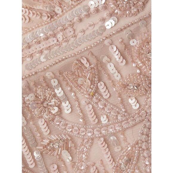 MAC DUGGLE EMBELLISHED CAP SLEEVE FAUX WRAP TRUMPET GOWN Size 14 NWT - Picture 6 of 12